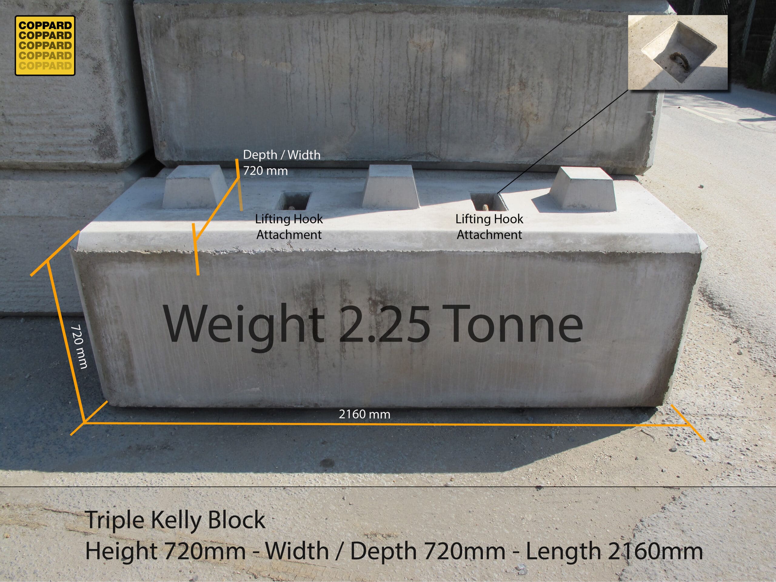 Concrete Barrier Fencing - 2160mm x 720mm x 720mm - Min 4 Week Hire