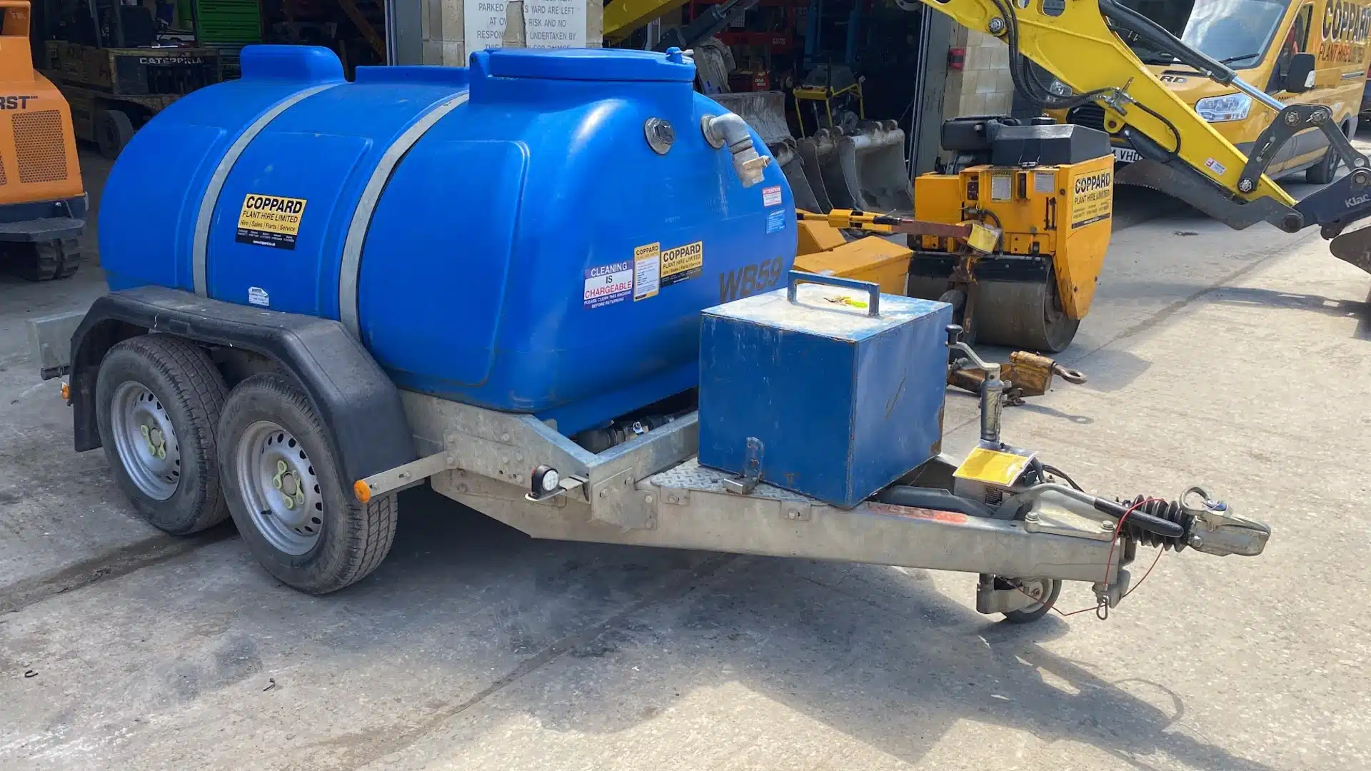 Coppard water bowser trailer on a construction site in East Sussex